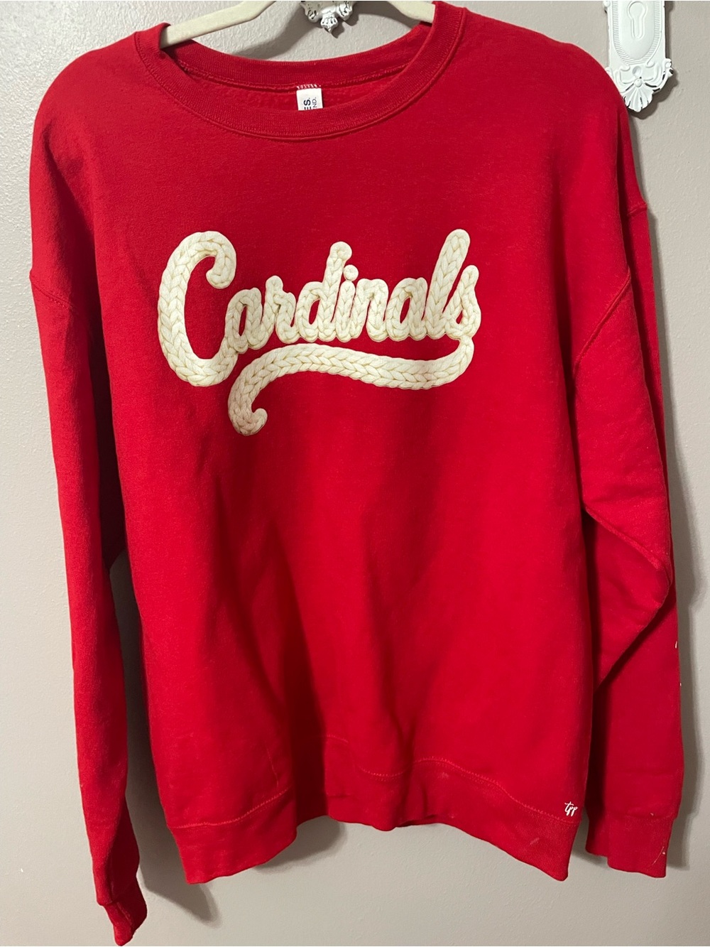 Jerzees Red Sweatshirt with Cream Cardinals Appliqué